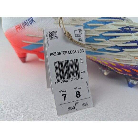 Adidas Predator Edge.1 SG White Yellow Blue Cleats Mens Size 7 Women’s 8 NEW - Picture 8 of 8